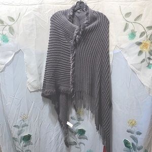 OWT SALUD ACRYLIC GREY SHAWL W/FRINGES ONE SZ